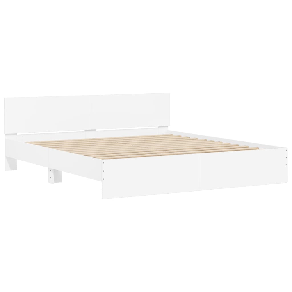 Bed Frame | White | Engineered wood, Plywood | 200 x 200 cm for mattress