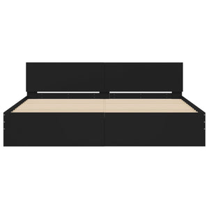 Bed Frame with Headboard and LED Black 200x200 cm