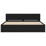 Bed Frame with Headboard and LED Black 200x200 cm