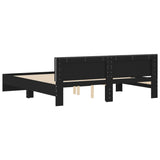 Bed Frame with Headboard and LED Black 200x200 cm