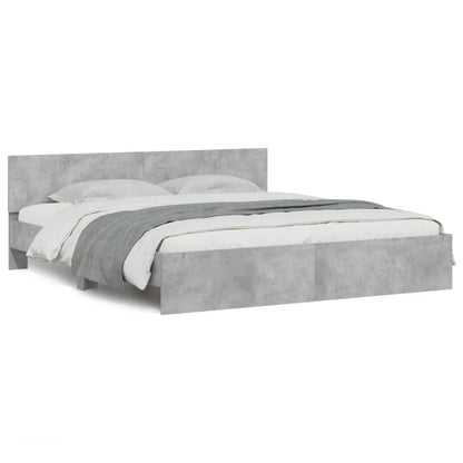 Bed Frame with LED without Mattress Concrete Grey 200x200 cm