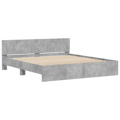 Bed Frame with LED without Mattress Concrete Grey 200x200 cm