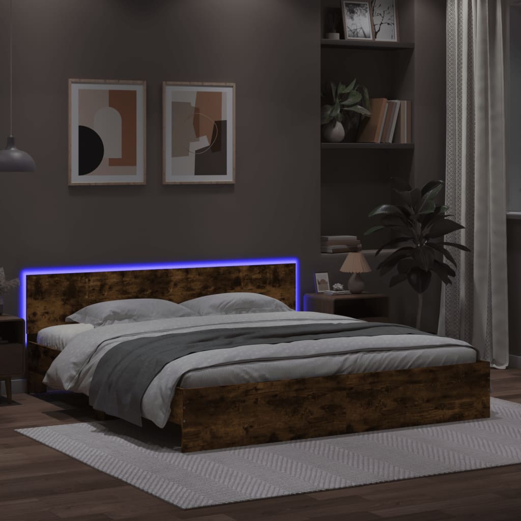 Bed Frame | Smoked Oak | Engineered wood | Double | Bed Frame