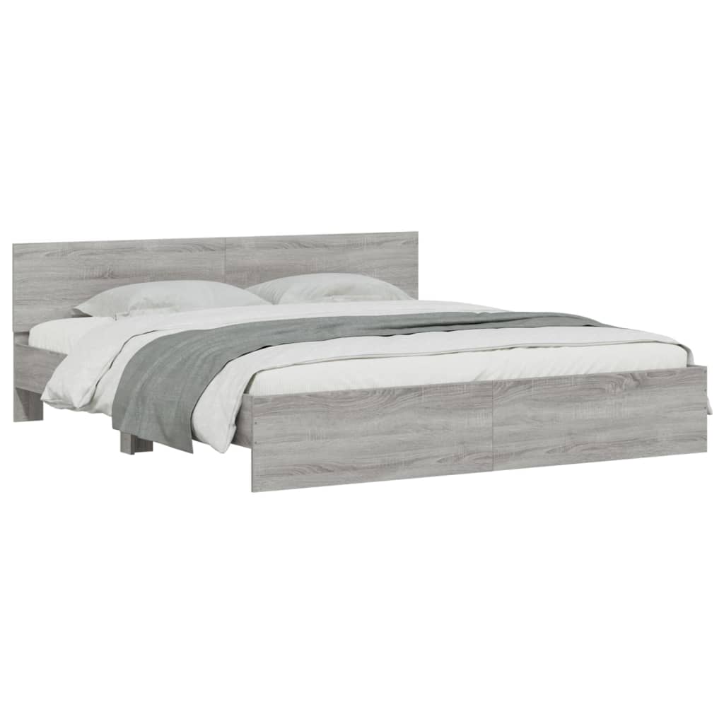 Bed Frame | Grey Sonoma | Engineered wood, Plywood slats | 200 x 200 cm