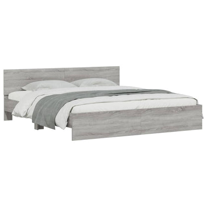 Bed Frame | Grey Sonoma | Engineered wood, Plywood slats | 200 x 200 cm