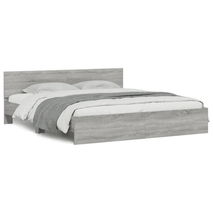 Bed Frame | Grey Sonoma | Engineered wood, Plywood slats | 200 x 200 cm