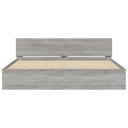 Bed Frame | Grey Sonoma | Engineered wood, Plywood slats | 200 x 200 cm