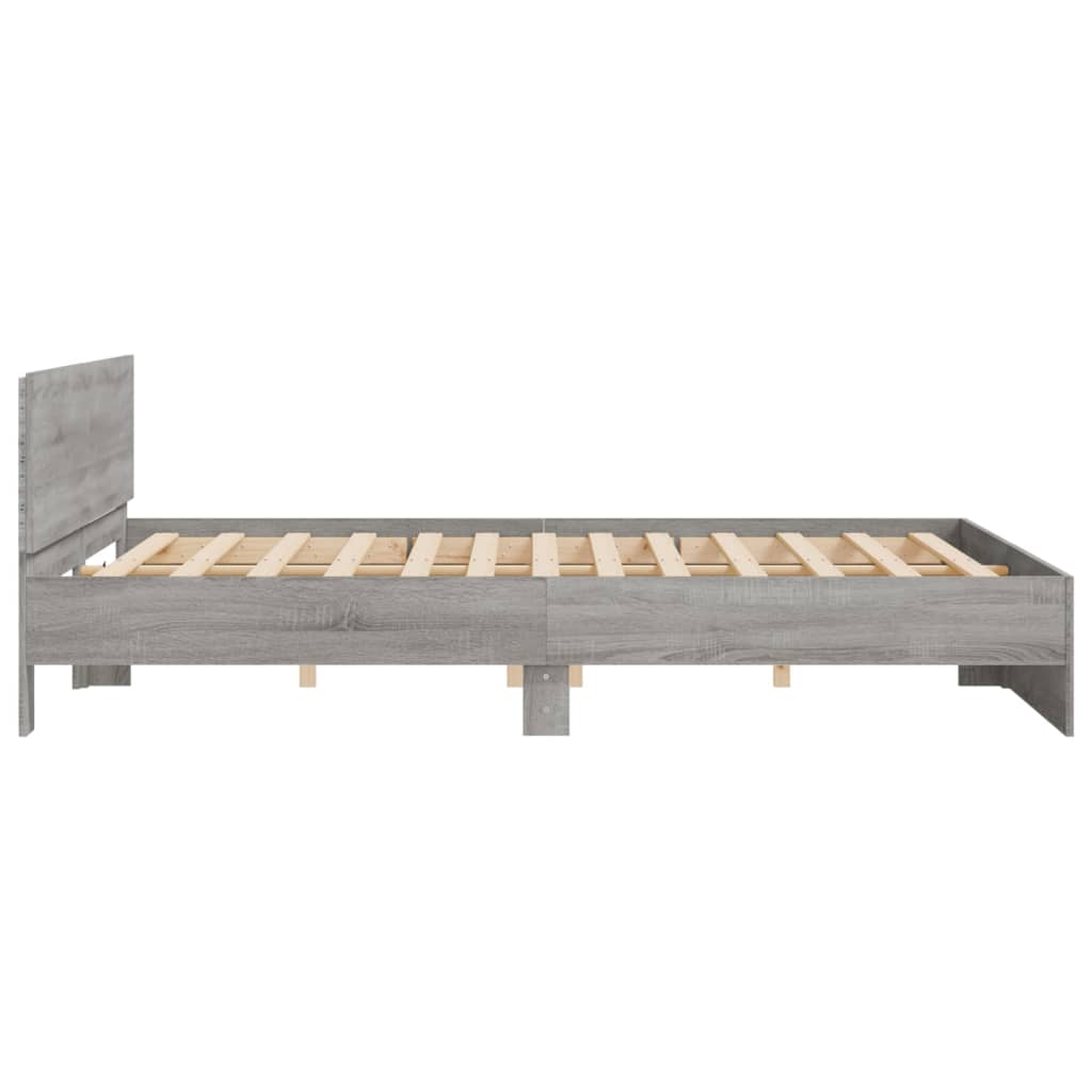 Bed Frame | Grey Sonoma | Engineered wood, Plywood slats | 200 x 200 cm