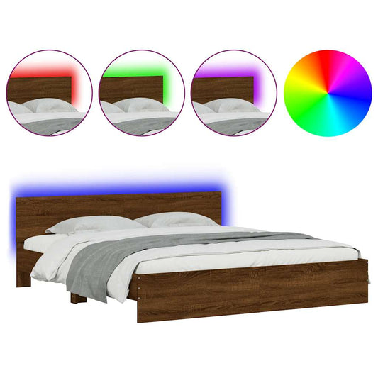 Bed Frame | Brown Oak | Engineered wood and Plywood | Double | Bed Frame