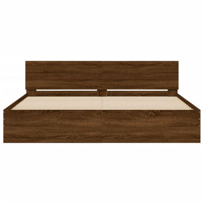 Bed Frame | Brown Oak | Engineered wood and Plywood | Double | Bed Frame