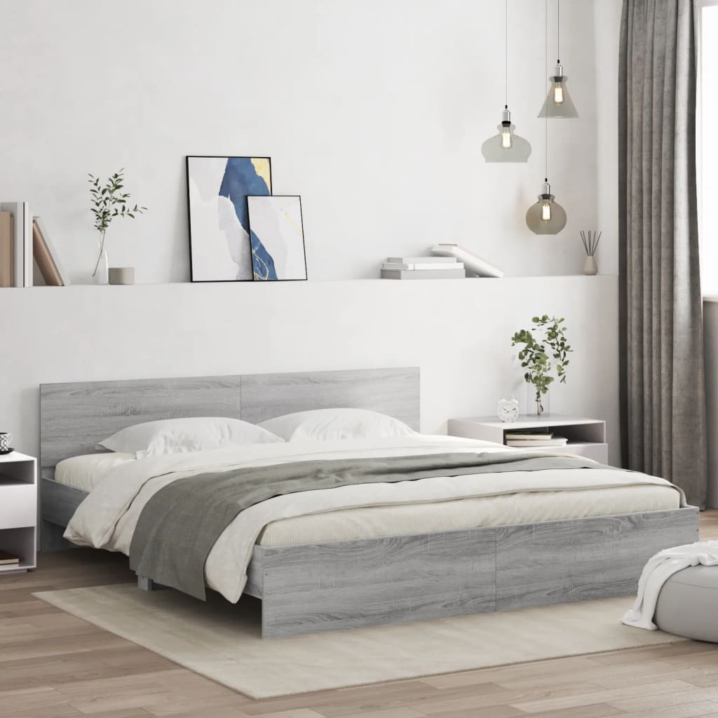 Bed Frame | Grey Sonoma | Engineered wood, Plywood | Super King