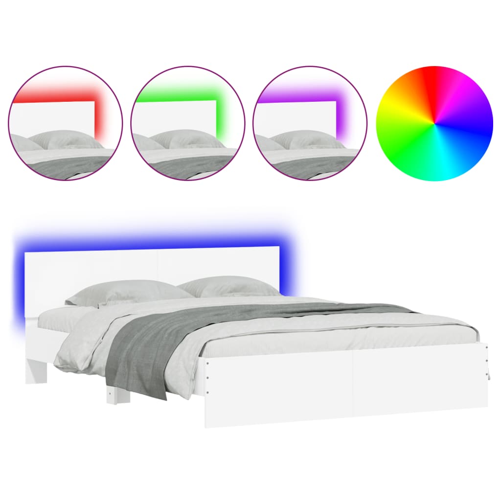 Bed Frame | White | Engineered wood | Double | Bed Frame | Rectangular
