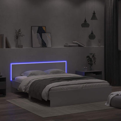 Bed Frame with LED without Mattress White 160x200 cm