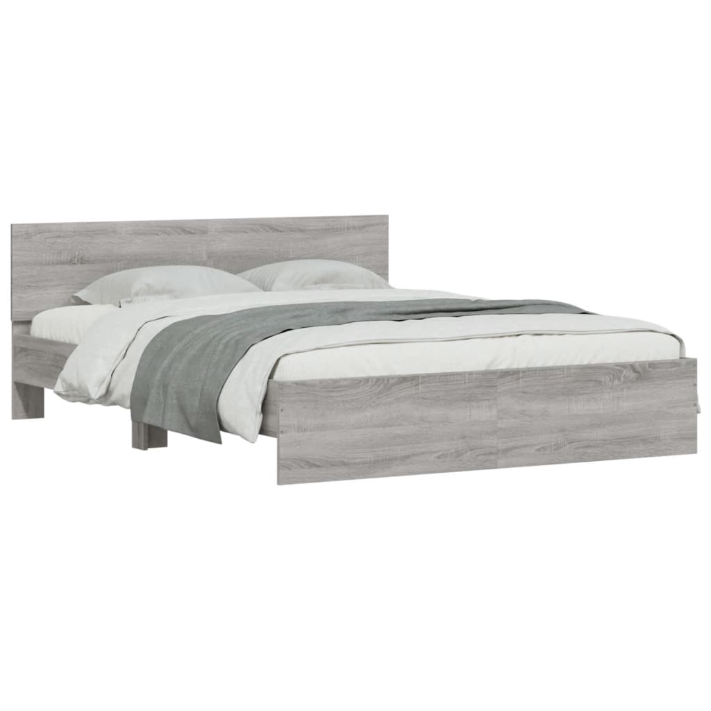 Bed Frame with LED without Mattress Grey Sonoma 160x200 cm