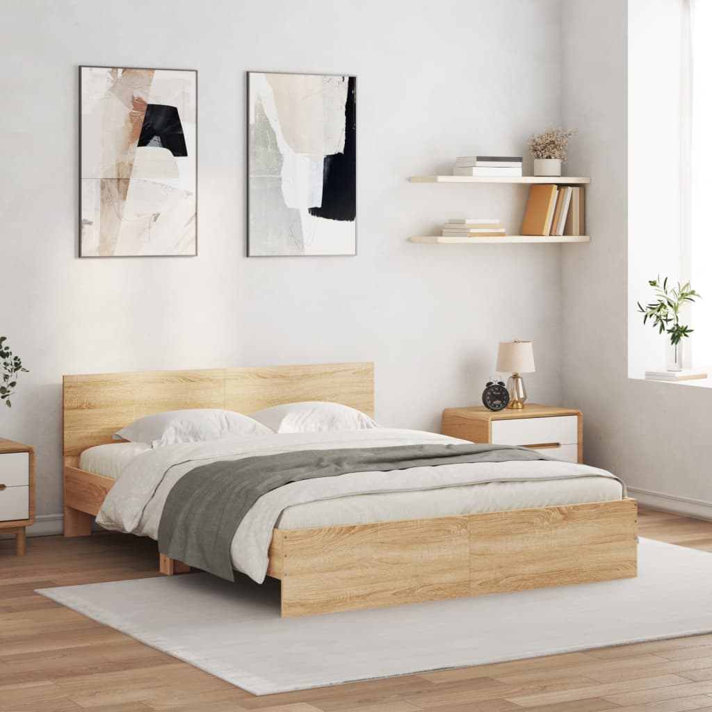 Bed Frame | Sonoma oak | Engineered wood | Double | Bed Frame