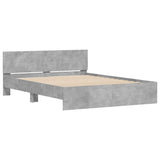 Bed Frame with Headboard and LED Concrete Grey 150x200 cm King Size