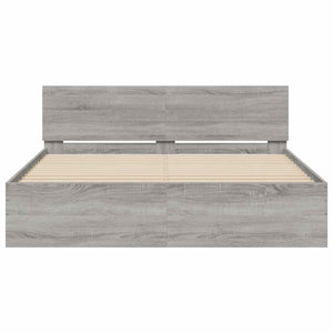 Bed Frame with Headboard and LED Grey Sonoma 150x200 cm King Size