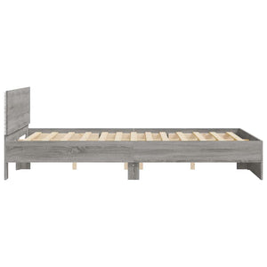 Bed Frame with Headboard and LED Grey Sonoma 150x200 cm King Size