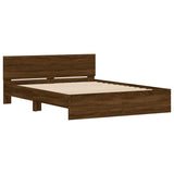 Bed Frame with Headboard and LED Brown Oak 150x200 cm King Size