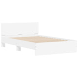 Bed Frame with Headboard and LED White 140x200 cm