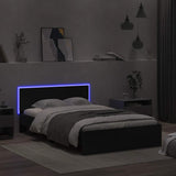 Bed Frame with Headboard and LED Black 140x200 cm