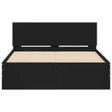 Bed Frame with Headboard and LED Black 140x200 cm