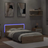 Bed Frame with Headboard and LED Sonoma Oak 140x200 cm