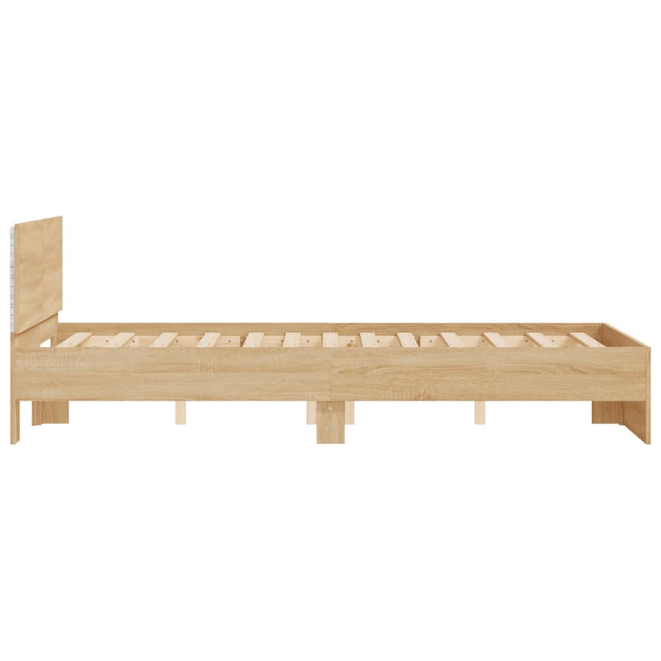 Bed Frame with Headboard and LED Sonoma Oak 140x200 cm