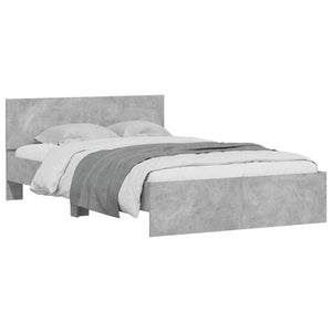 Bed Frame with Headboard and LED Concrete Grey 140x200 cm