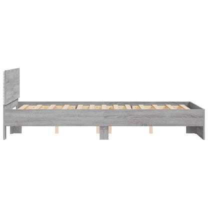 Bed Frame with Headboard and LED Grey Sonoma 140x200 cm