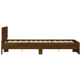 Bed Frame with Headboard and LED Brown Oak 140x200 cm