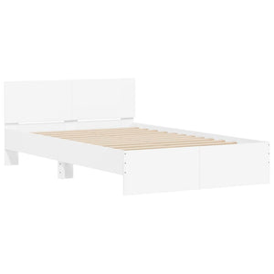 Bed Frame with Headboard and LED White 120x200 cm