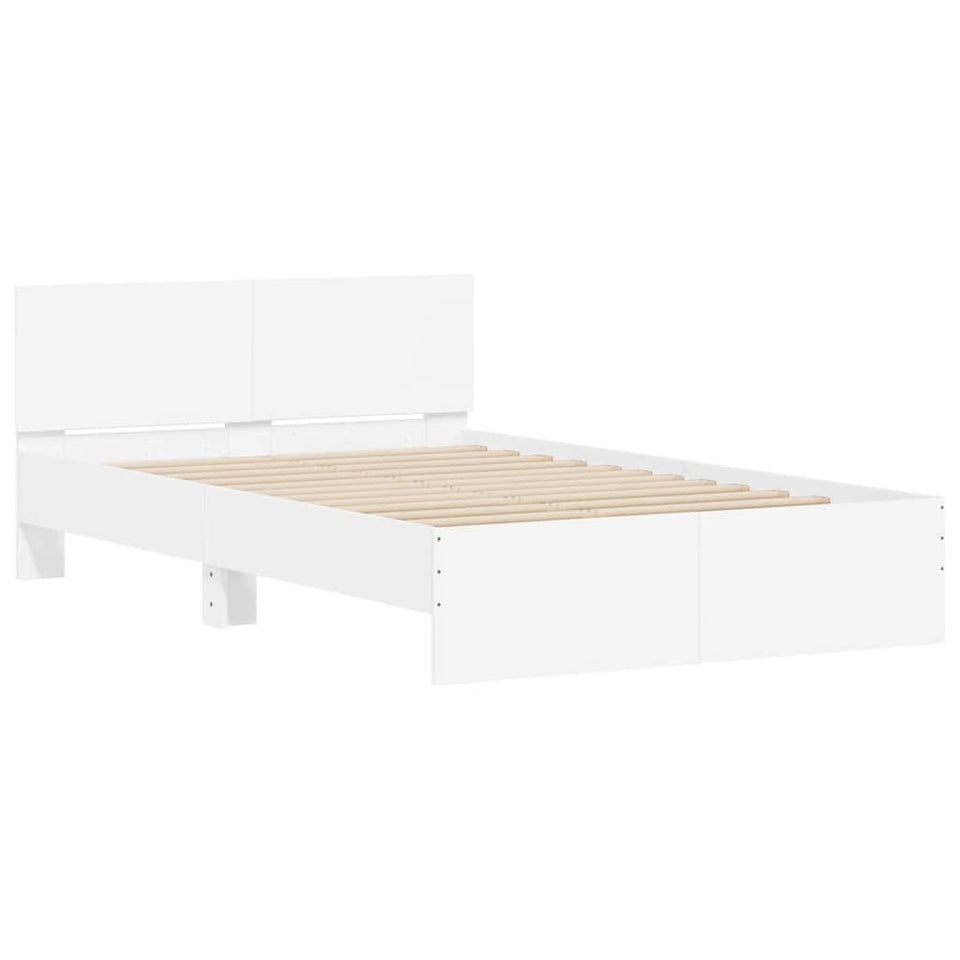 Bed Frame with Headboard and LED White 120x200 cm