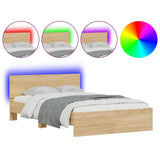 Bed Frame with Headboard and LED Sonoma Oak 120x200 cm