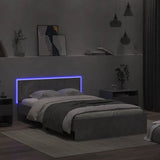 Bed Frame with Headboard and LED Concrete Grey 120x200 cm