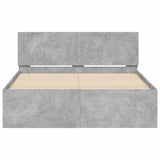 Bed Frame with Headboard and LED Concrete Grey 120x200 cm