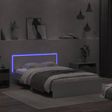 Bed Frame with Headboard and LED White 140x190 cm