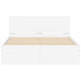 Bed Frame with Headboard and LED White 140x190 cm