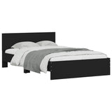 Bed Frame with Headboard and LED Black 140x190 cm