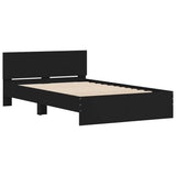 Bed Frame with Headboard and LED Black 140x190 cm