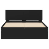 Bed Frame with Headboard and LED Black 140x190 cm