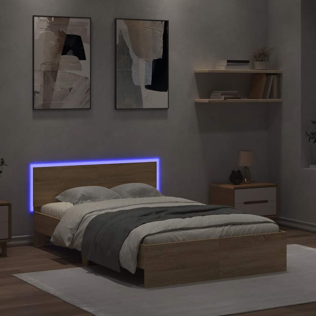 Bed Frame | Sonoma oak | Engineered wood and plywood | Double | Bed Frame