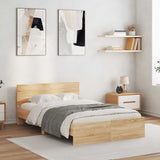 Bed Frame with Headboard and LED Sonoma Oak 140x190 cm