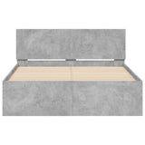 Bed Frame with Headboard and LED Concrete Grey 140x190 cm