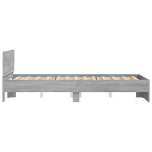 Bed Frame with Headboard and LED Grey Sonoma 140x190 cm