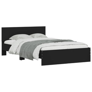 Bed Frame with Headboard and LED Black 135x190 cm Double