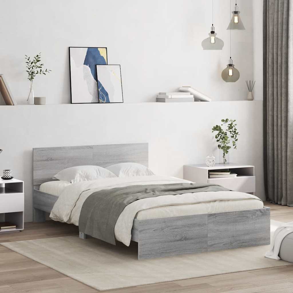 Bed Frame | Grey Sonoma | Engineered wood | Double | Adjustable Armrests