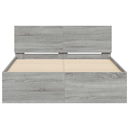 Bed Frame | Grey Sonoma | Engineered wood | Double | Adjustable Armrests