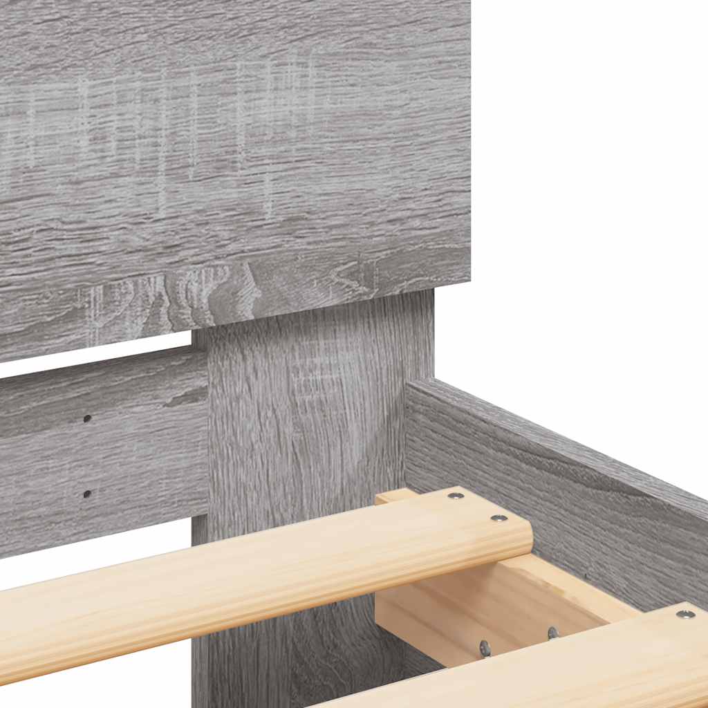 Bed Frame | Grey Sonoma | Engineered wood | Double | Adjustable Armrests