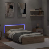 Bed Frame with Headboard and LED Sonoma Oak 120x190 cm Small Double